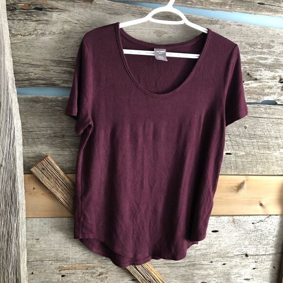 JOE Fresh Active size Med Burgundy scoop neck knit top - Picture 1 of 4